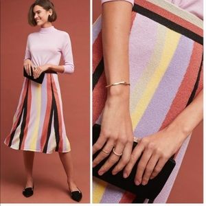 Anthropologie LAIA Metallic Striped Knit Skirt